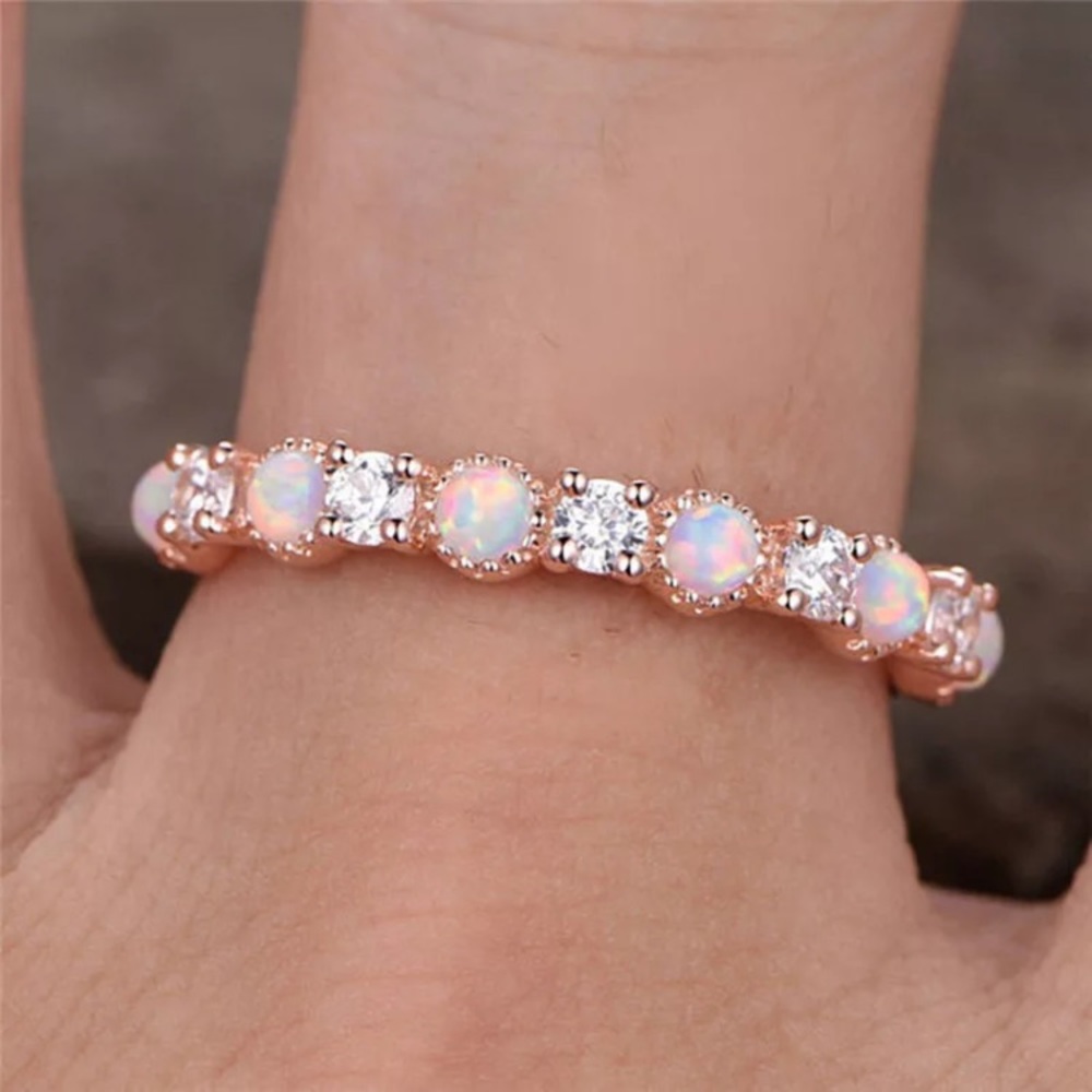 Rose Gold Opal Fire Stone Ring